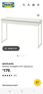 Bureau wit Ikea Besta Burs, Huis en Inrichting, Bureaus, Ophalen, Zo goed als nieuw