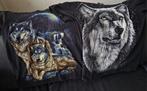 Twee zwarte T-shirts met Wolven print maat S / 34/36, Ophalen of Verzenden, Zo goed als nieuw, Maat 46 (S) of kleiner, Zwart
