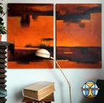 Dário Bosa abstract 2 Luik (oranje/rood) gesigneerd / canvas, Ophalen of Verzenden
