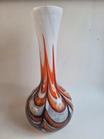 Murano vaas, zwart/wit/oranje, jaren '50, Ophalen of Verzenden
