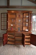 Prachtige grote strakke antieke mahonie boekenkast, vitrine., Verzenden