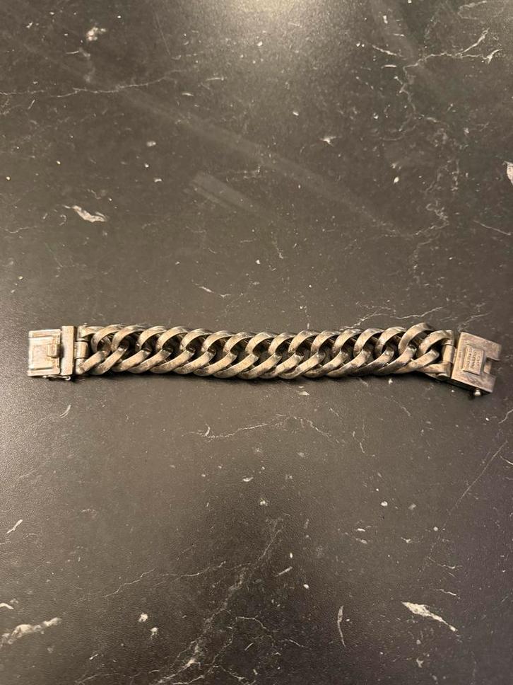 Buddha to Buddha Zilveren Schakelarmband 19cm, Sieraden, Tassen en Uiterlijk, Armbanden, Zo goed als nieuw, Zilver, Ophalen of Verzenden