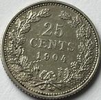 Heel mooi kwartje 1904, Zilver, 25 cent, Ophalen of Verzenden, Koningin Wilhelmina