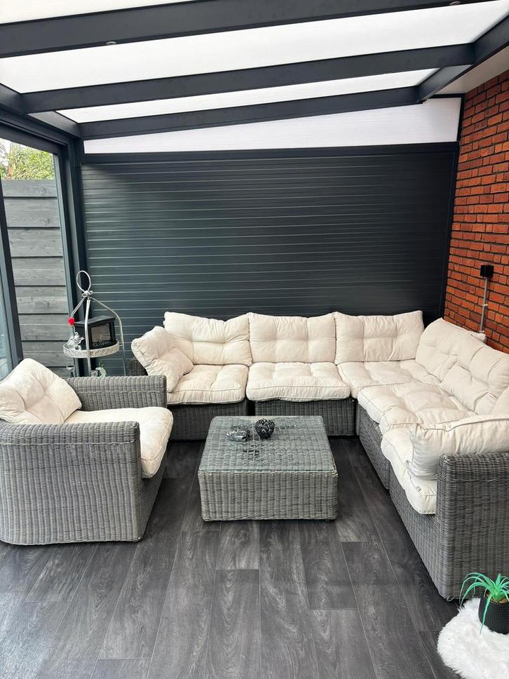 Complete Tuinset met opbergbox, Tuin en Terras, Tuinsets en Loungesets, Gebruikt, Tuinset, Kunststof, 7 zitplaatsen, Bank, Ophalen