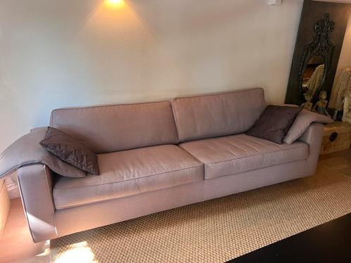 Zitbank 2.50 mt breed, taupe linnen look, Huis en Inrichting, Banken | Bankstellen, Gebruikt, Rechte bank, Vierpersoons of meer