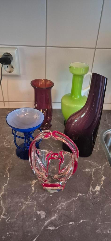 Diverse Kleurrijke Glazen Objecten, Antiek en Kunst, Antiek | Vazen, Ophalen of Verzenden