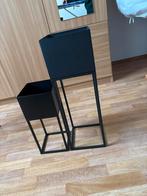 Set van 2 zwarte plantenstandaards, Tuin en Terras, Bloembakken en Plantenbakken, Minder dan 60 cm, Vierkant, Ophalen of Verzenden