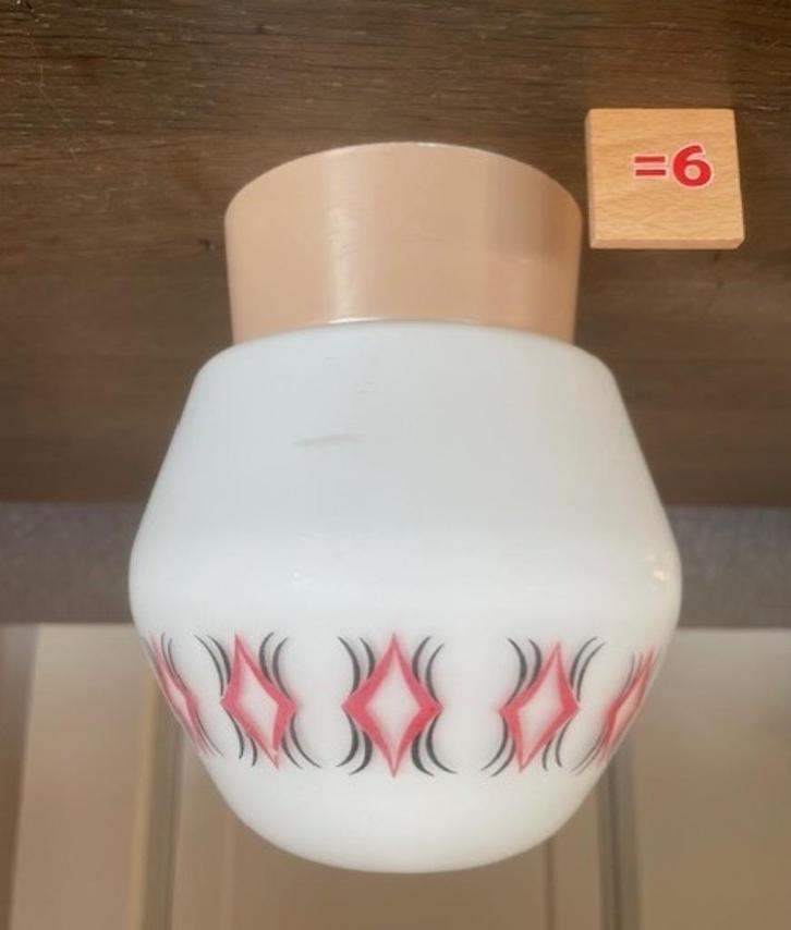 Retro / Vintage Plafonnière nr 06, Huis en Inrichting, Lampen | Plafondlampen, Gebruikt, Glas, Ophalen of Verzenden