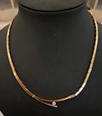 Luxe 14 karaats gouden dames schakel collier met Diamant, Verstelbaar, Ophalen of Verzenden, Zo goed als nieuw, Goud