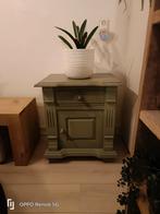 Lichtblauw brocante kastje, Huis en Inrichting, Tafels | Bijzettafels, 45 tot 60 cm, Minder dan 55 cm, Gebruikt, Ophalen of Verzenden