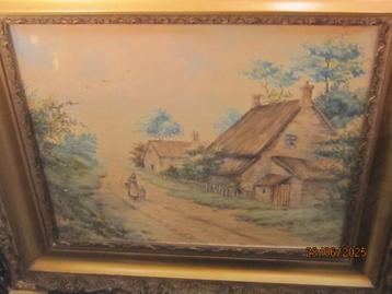 Mooie Romantische school aquarel Huizen,MELCHIOR 1916.  beschikbaar voor biedingen