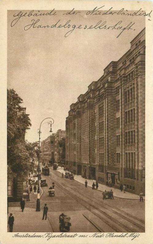 (304-081-045) Amsterdam Vijzelstraat met Ned. Handel Mij, Verzamelen, Ansichtkaarten | Nederland, Noord-Holland, Verzenden