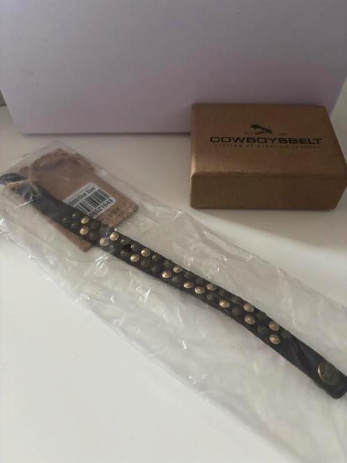 Cowboysbelt leren armband met studs, bruin leer - nieuw -, Sieraden, Tassen en Uiterlijk, Armbanden, Nieuw, Leer, Bruin, Ophalen of Verzenden
