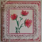 Kaart met roze bloemen, geschilderd met aquarel verf, Ophalen of Verzenden, Zo goed als nieuw