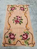 Vintage wol Smyrna tapijt floral roses badmat 70x120cm, Gebruikt, 100 tot 150 cm, Onbekend, Onbekend
