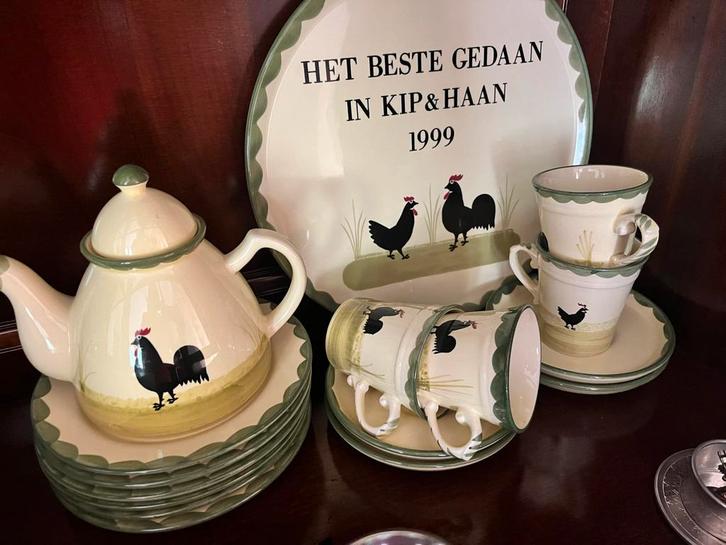 Zeller Fayencerie Kip & Haan Servies - 1999 - Handbeschilder, Huis en Inrichting, Keuken | Servies, Zo goed als nieuw, Compleet servies