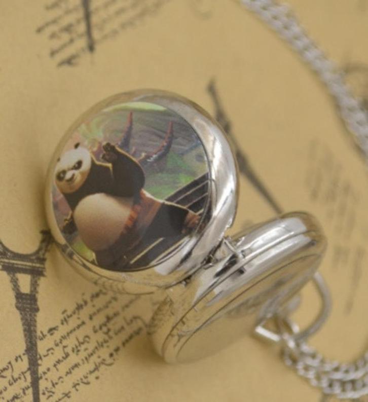 zakhorloge / damestas horloge kung fu panda in zilverkleur, Sieraden, Tassen en Uiterlijk, Overige Accessoires, Nieuw, Ophalen of Verzenden