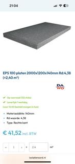 2 x EPS plaat 1300x800x140mm & 970x550x140mm Rd:4,38, 12 cm of meer, Ophalen of Verzenden, Zo goed als nieuw, Minder dan 5 m²