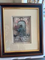 Anton Pieck 3D Diorama - Bezoek met Bloemen - Ingelijst, Ophalen of Verzenden