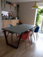 Grote eettafel | Betonlook | Zwarte stalen poten, Huis en Inrichting, Tafels | Eettafels, Ophalen, Kunststof, 200 cm of meer, 50 tot 100 cm