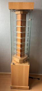 vitrine met draai plateaus van materiaal glas en hout plexi, Ophalen, Gebruikt, 150 tot 200 cm, 50 tot 100 cm