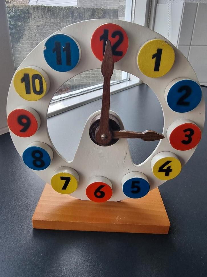 Houten klok om te leren klokkijken, Kinderen en Baby's, Speelgoed | Educatief en Creatief, Gebruikt, Taal en Lezen, Rekenen, Ontdekken