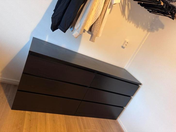IKEA MALM ladekast 6 lades zwartbruin, Huis en Inrichting, Woonaccessoires | Kisten, Zo goed als nieuw, Minder dan 50 cm, 125 cm of meer