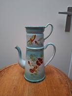 Vintage Emaille Koffiepot Cafetière met vlinder, Antiek en Kunst, Antiek | Emaille, Ophalen of Verzenden