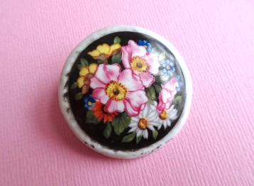 jwg Vintage 50s 60s bloem bloemen broche porselein gekleurd beschikbaar voor biedingen