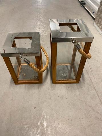 Teakhouten windlichten  beschikbaar voor biedingen
