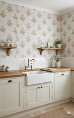 14114 zacht bloemenbehang vintage wallpaper romantisch swiet, Huis en Inrichting, Verzenden, 75 m² of meer, Roze