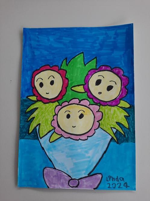 schilderij bloemen  24, Antiek en Kunst, Kunst | Schilderijen | Modern, Ophalen of Verzenden