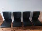 4  mooie zwarte leren Bert Plantagie eetkamerstoelen!, Huis en Inrichting, Stoelen, Ophalen, Zwart, Leer, Vijf, Zes of meer stoelen