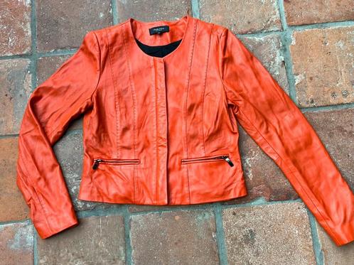 Claudia Sträter leren jack – oranje – maat 38 (S), Kleding | Dames, Jassen | Zomer, Zo goed als nieuw, Maat 38/40 (M), Oranje