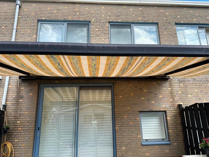 Elektronische zonnenscherm(Varisol) 4.80 bij 3 met knikarm, Tuin en Terras, Zonneschermen, Zo goed als nieuw, Knikarmscherm, 150 tot 300 cm