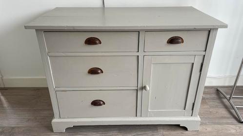Grijze Ladekast met Deur, Huis en Inrichting, Kasten | Dressoirs, Gebruikt, 100 tot 150 cm, 50 tot 75 cm, Met lade(s), Met deur(en)