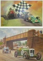 Antieke auto schilderijen Frits Pieters 1980-1985, incl boek, Ophalen