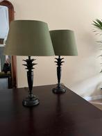 Lampen olijfgroene zijde kap, Huis en Inrichting, Ophalen, Gebruikt, Barok, 50 tot 75 cm