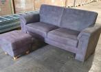Paarse 2-zitsbank met hocker | Microleder | 190 cm breed, Ophalen, 125 cm of meer, 125 cm of meer, Zo goed als nieuw