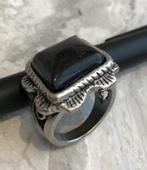 Ring Tibet zilver met zwarte Goudsteen M-19 ongedragen NIEUW, 19 tot 20, Zwart, Nieuw, Ophalen of Verzenden