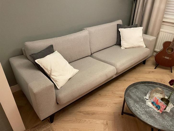 Bank licht grijs, stof, 3 zits, Huis en Inrichting, Banken | Sofa's en Chaises Longues, Gebruikt, Driepersoons, 200 tot 250 cm