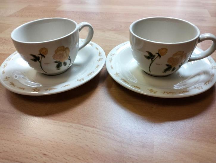 Van Cleef Theekopjes Set - Vintage Rozen Design, Antiek en Kunst, Antiek | Servies los, Ophalen of Verzenden
