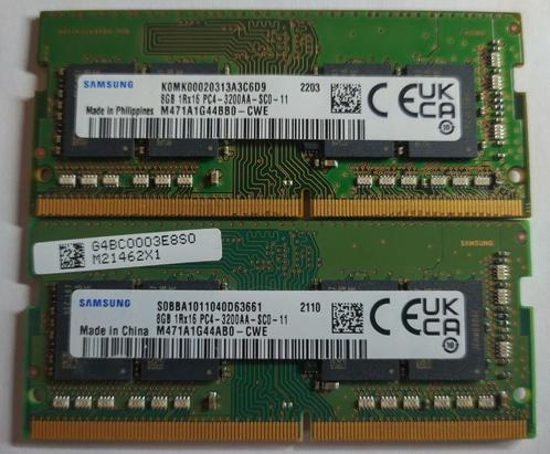 16GB DDR4 2x 8GB PC4-25600 3200MHz Samsung Sodimm 0322 1021, Computers en Software, RAM geheugen, Gebruikt, Laptop, 16 GB, DDR4