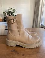 Beige leren enkellaarsjes met gesp maat 39, Kleding | Dames, Ophalen of Verzenden, Zo goed als nieuw, Beige, Lage of Enkellaarzen