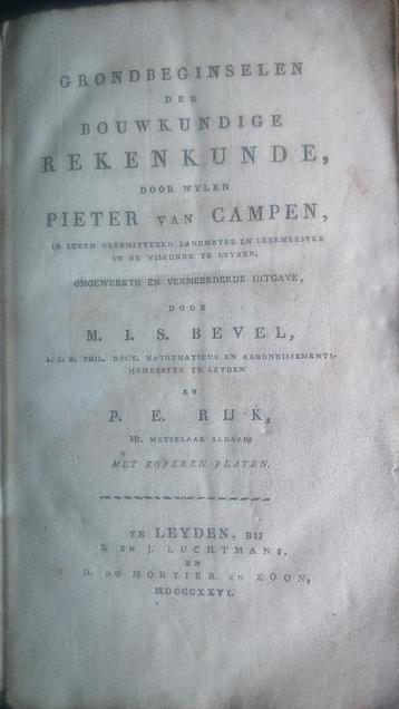 boek Pieter van Campen, Grondbeginselen der bouwkundige reke beschikbaar voor biedingen