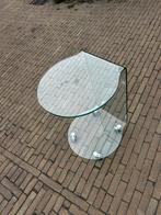 Unieke Glazen Bijzettafel op Wielen, Huis en Inrichting, Tafels | Bijzettafels, 45 tot 60 cm, Gebruikt, ., Glas