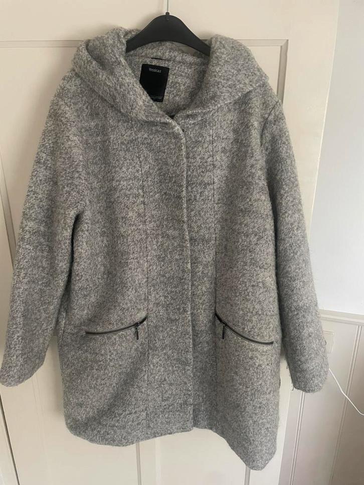 Grijs gemeleerde jas maat 46 (/ L / XL), Kleding | Dames, Jassen | Winter, Zo goed als nieuw, Grijs, Ophalen of Verzenden