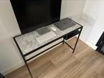 Laptoptafel Marmer look Glas met zwart staal, Ophalen of Verzenden, Zo goed als nieuw