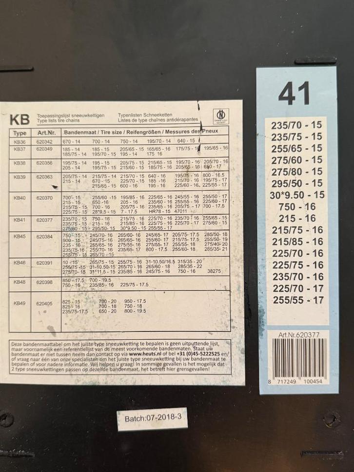 Sneeuwkettingen KB41, Auto diversen, Sneeuwkettingen, Nieuw, Ophalen