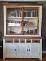 Mooie boekenkast met glazen schuifdeuren, Huis en Inrichting, Kasten | Boekenkasten, Ophalen, Eikenhout, 150 tot 200 cm, 150 tot 200 cm